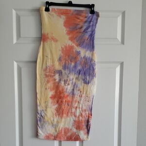 Popular 21 Tie-Dye Strapless Dress